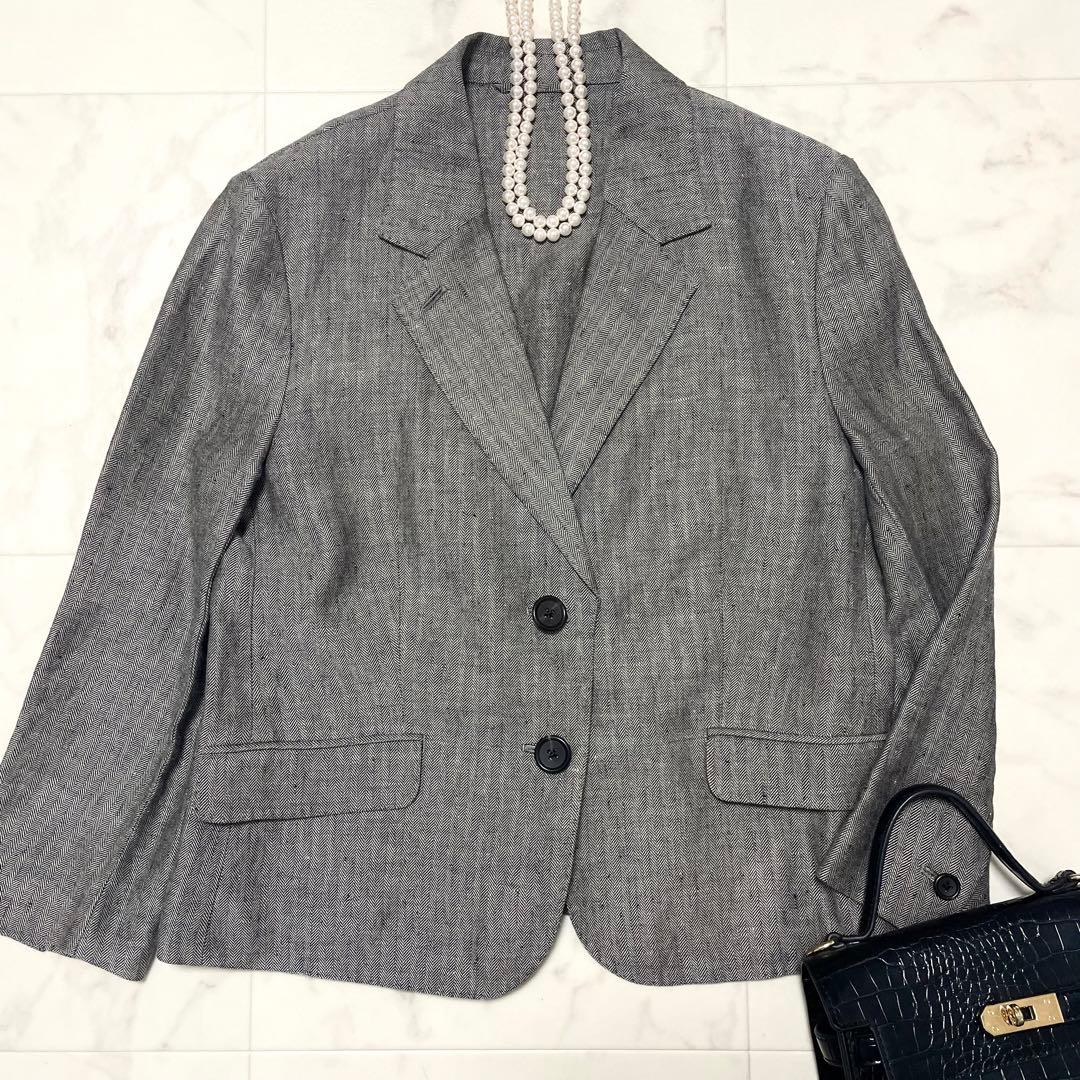 極美品 マーガレットハウエル リネン ヘリンボーン テーラードジャケット 2