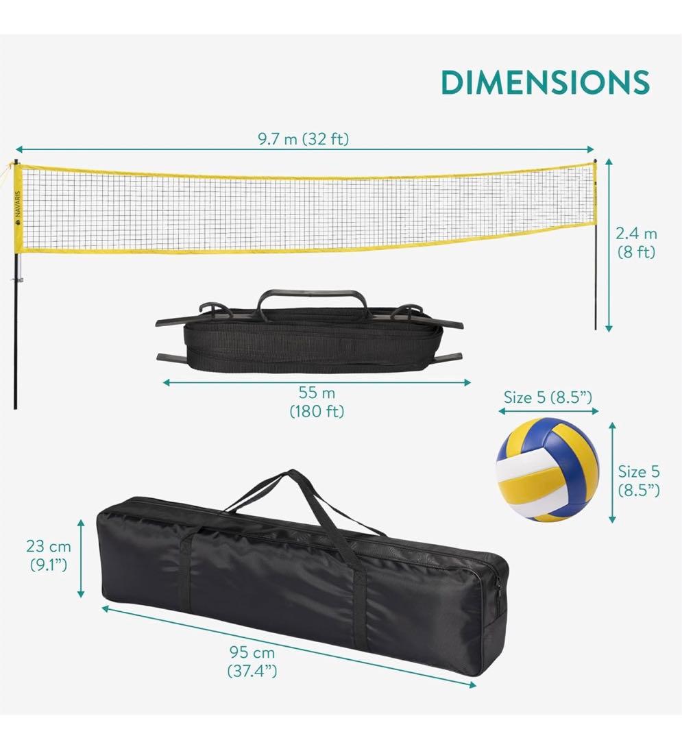 【Navaris】バレーボールセット 屋外 収納ケース付き