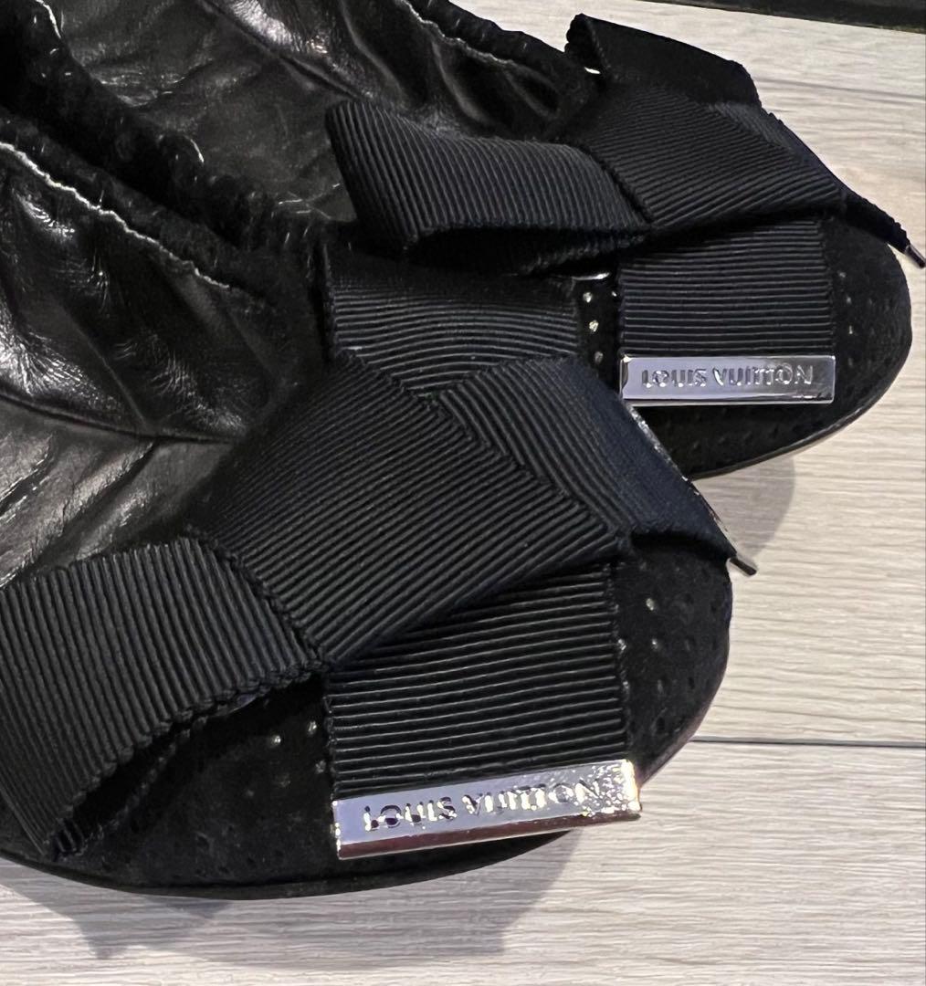 ルイヴィトン バレエシューズ LV 黒 刻印あり 靴 LOUIS VUITTON