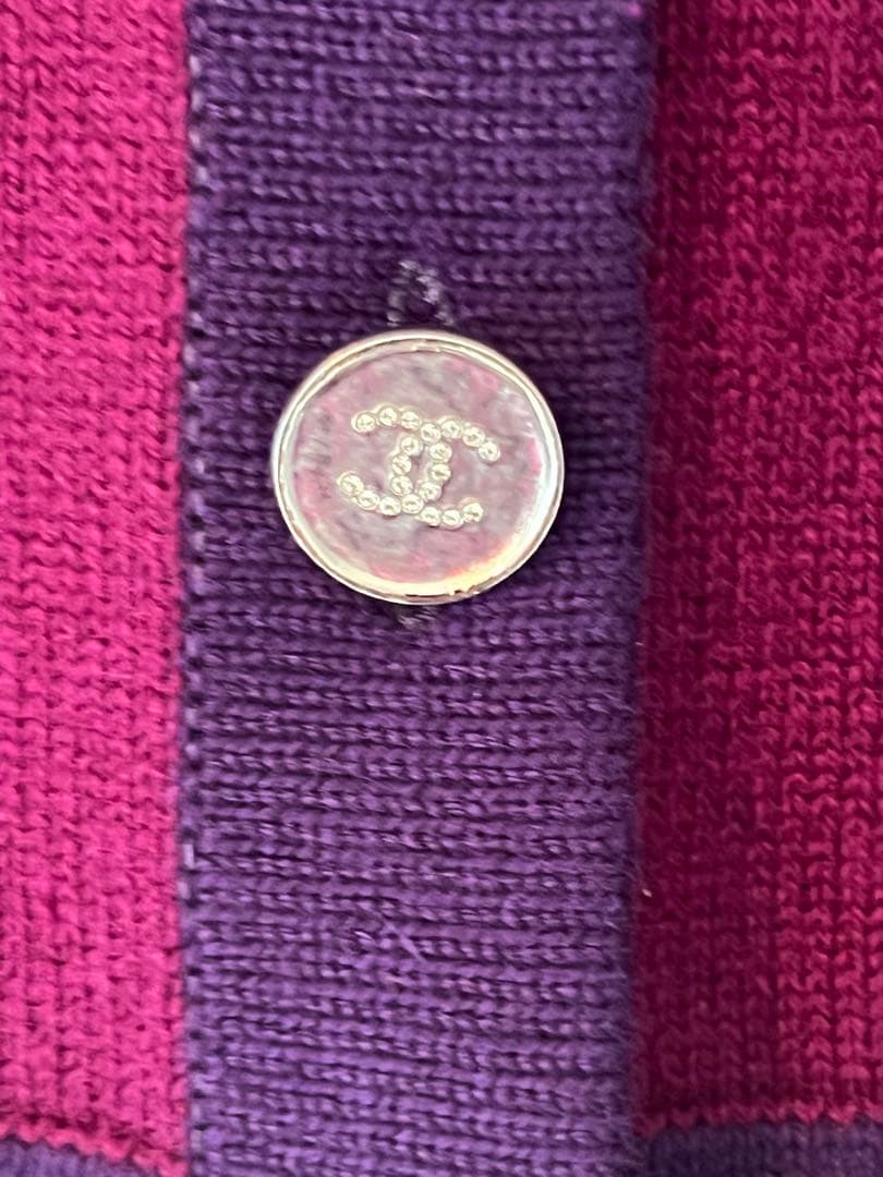 シャネル カーディガン CHANEL プラム パープル ココ ボタン カシミヤ