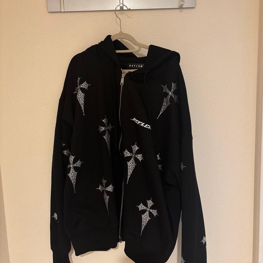 クロスストーン装飾 フルジップパーカー