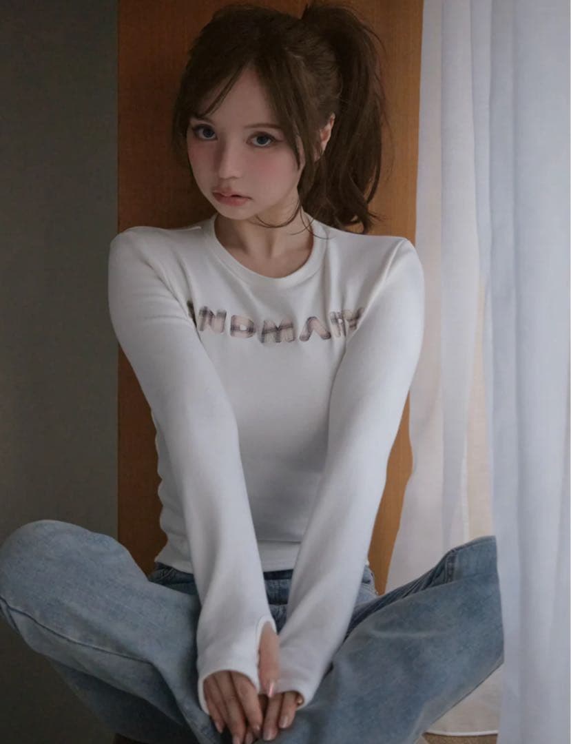 完売品 andmary Mary logo pattern tops