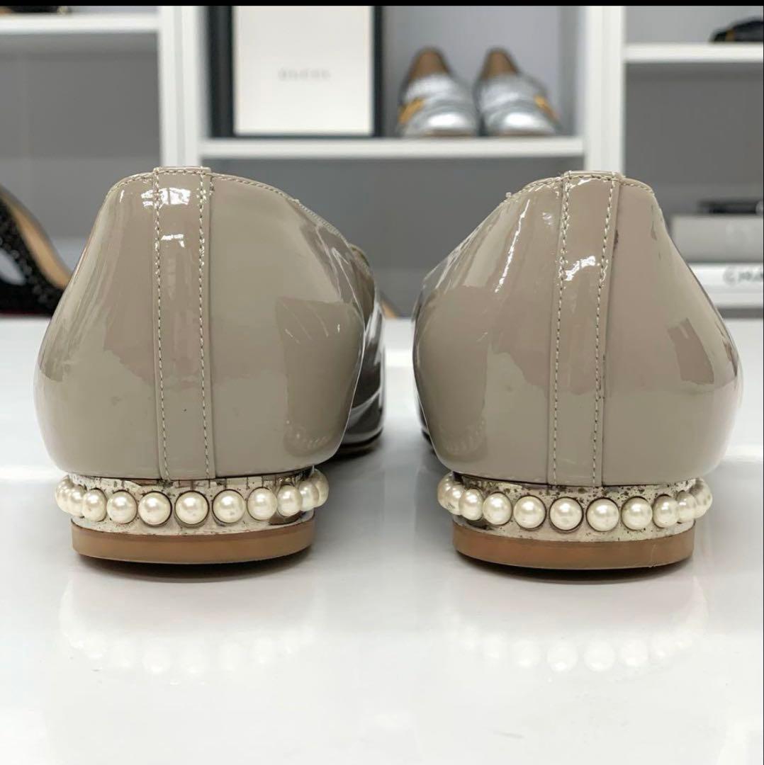 再値下げ❣️シャネル パテント ココマーク パール ローファー グレー