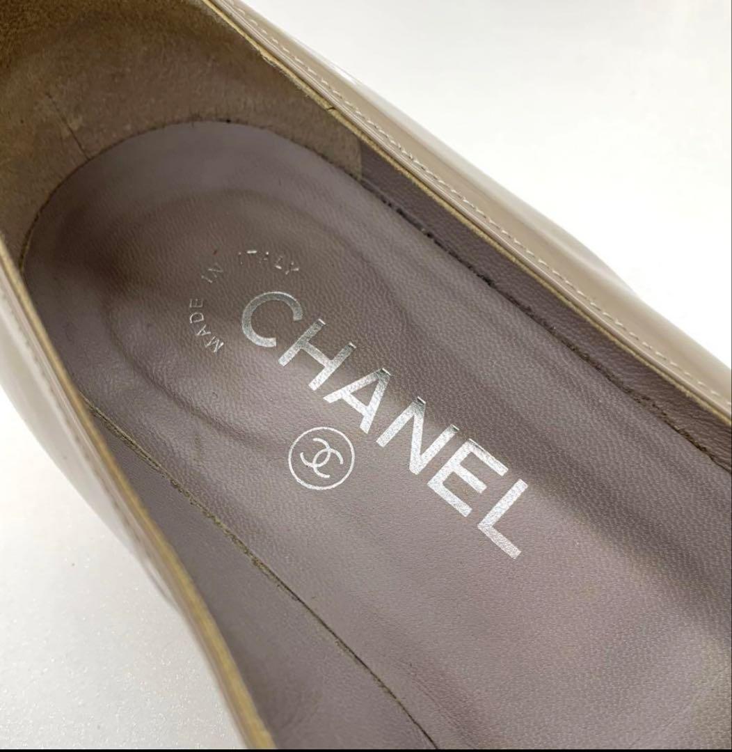再値下げ❣️シャネル パテント ココマーク パール ローファー グレー
