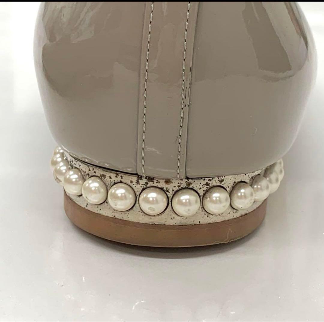 再値下げ❣️シャネル パテント ココマーク パール ローファー グレー