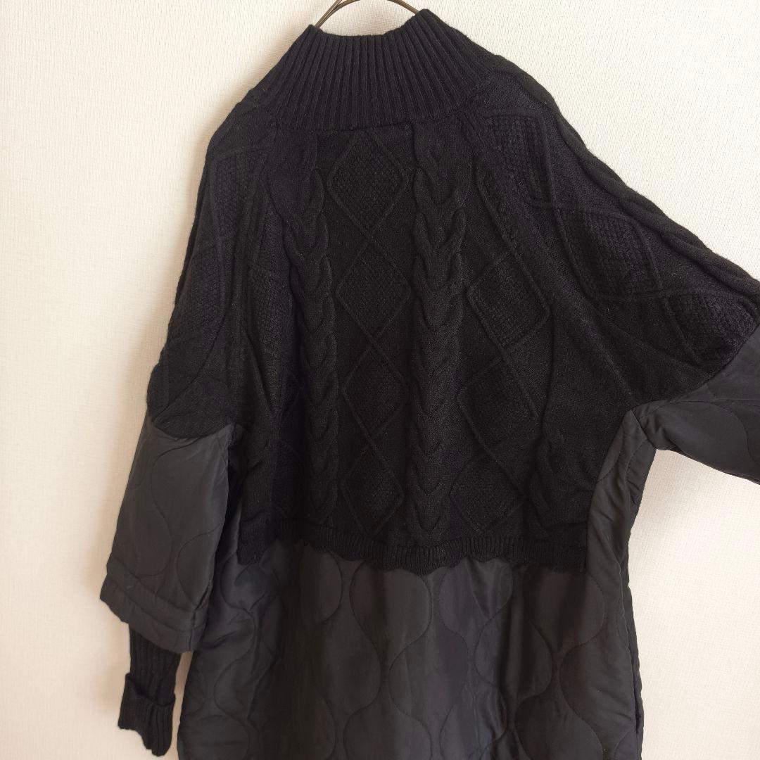 2695 美品 C•O•T•E ニット切替キルティングチュニック ブラック F