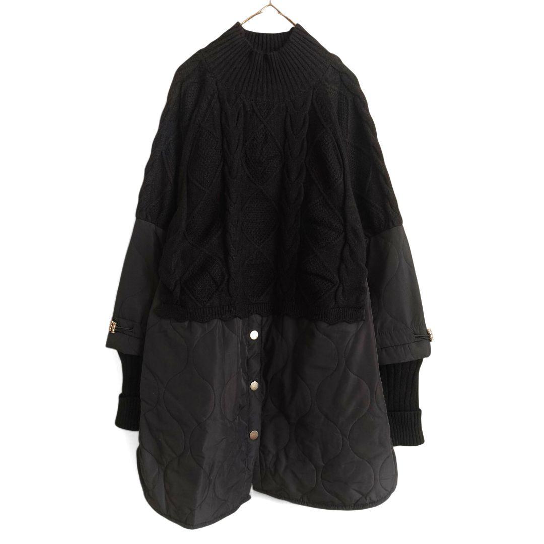2695 美品 C•O•T•E ニット切替キルティングチュニック ブラック F