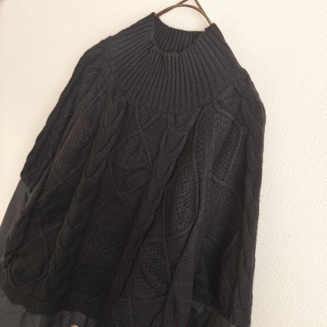 2695 美品 C•O•T•E ニット切替キルティングチュニック ブラック F