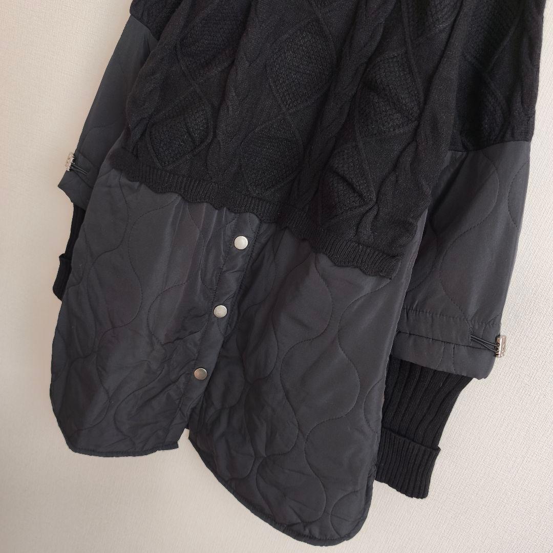 2695 美品 C•O•T•E ニット切替キルティングチュニック ブラック F
