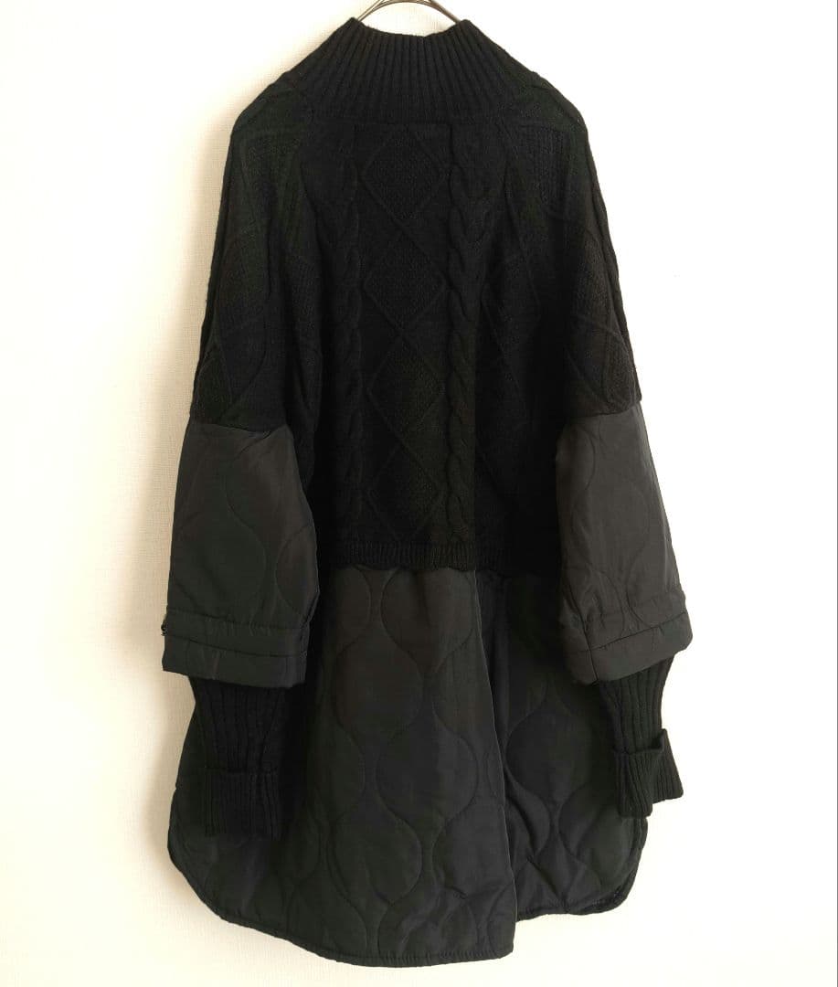2695 美品 C•O•T•E ニット切替キルティングチュニック ブラック F