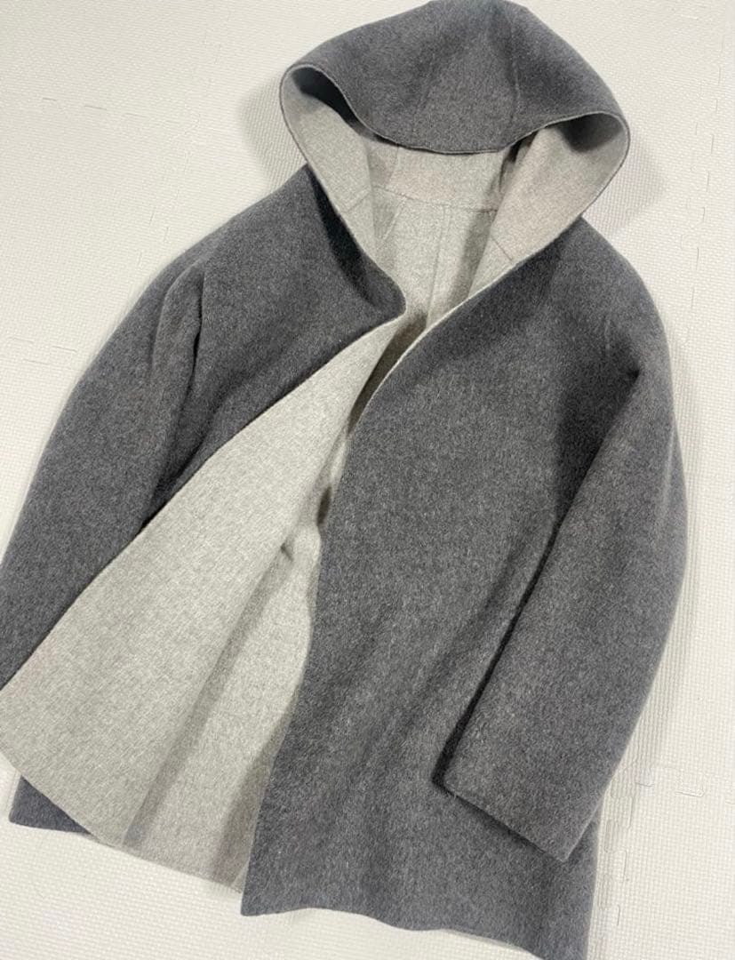 theory カシミヤブレンド　ダブルフェイス　フーデットコート　リバーシブル