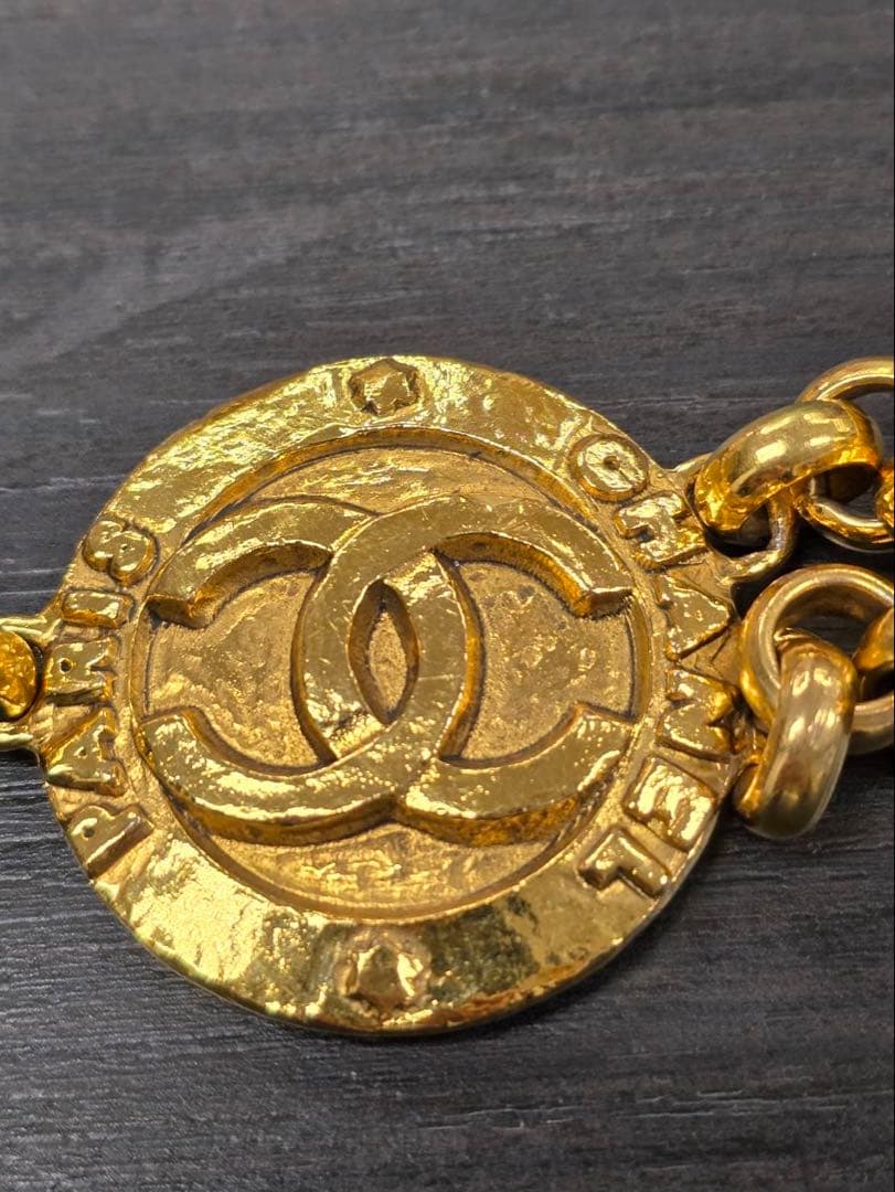 R2756 美品 シャネル ココマーク メダルモチーフ 2連 チェーンベルト