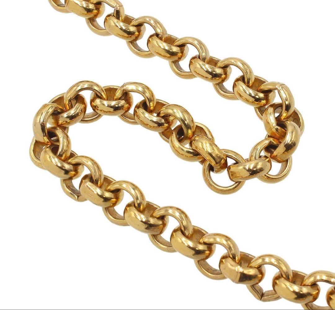 R2756 美品 シャネル ココマーク メダルモチーフ 2連 チェーンベルト