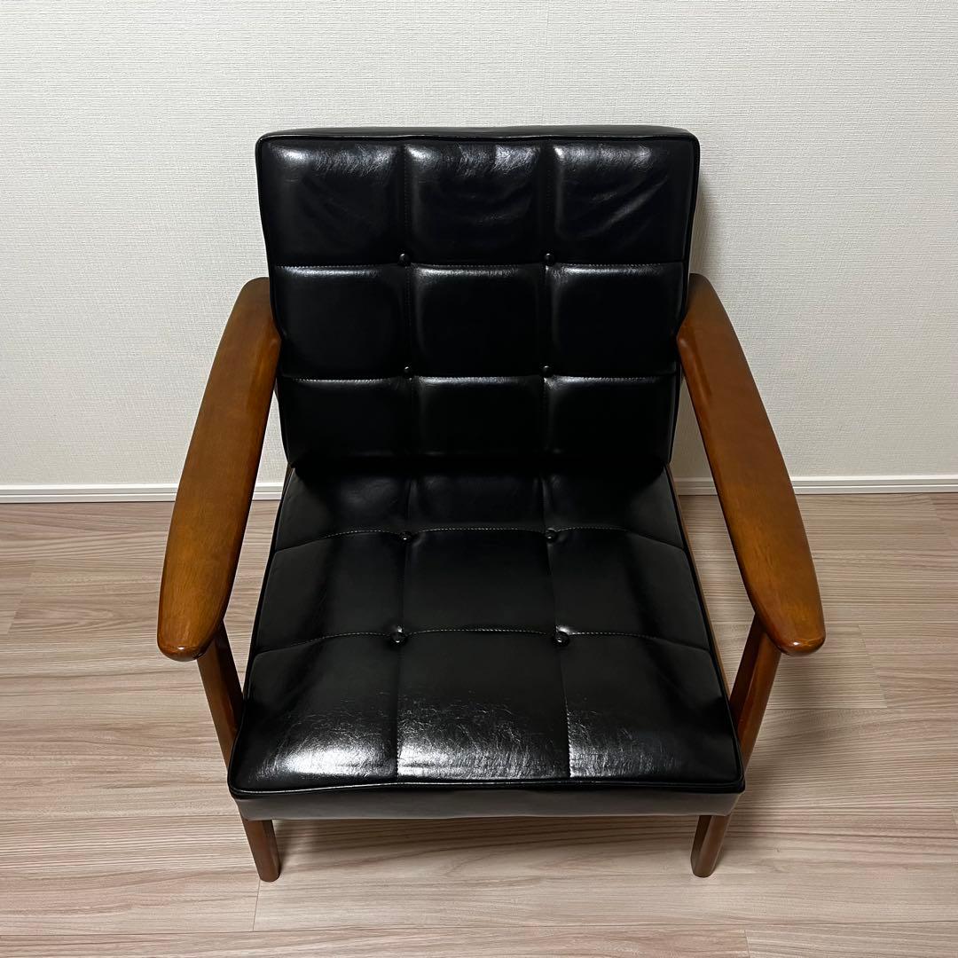【定番人気】カリモク60 Kチェア 1シーター ブラック レザー アームチェア