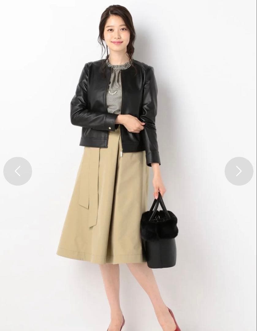 組曲 シープラムレザー ノーカラー ライダース ジャケット 大きいサイズ5 黒