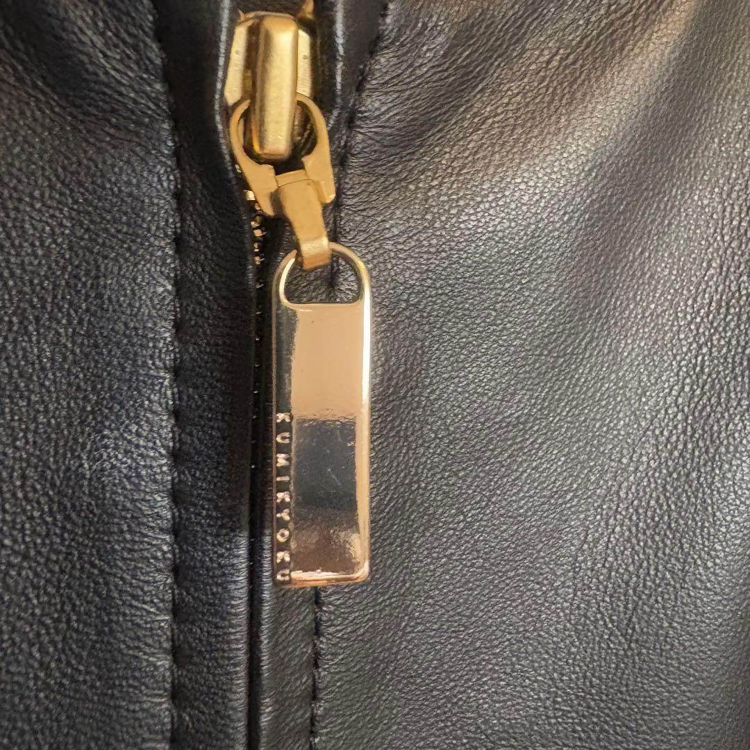 組曲 シープラムレザー ノーカラー ライダース ジャケット 大きいサイズ5 黒