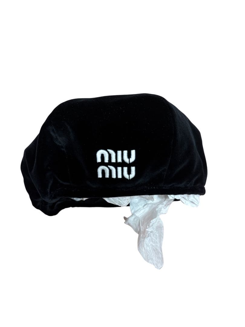 【プロフ必読】miu miu ベレー帽 黒 ベルベット　M