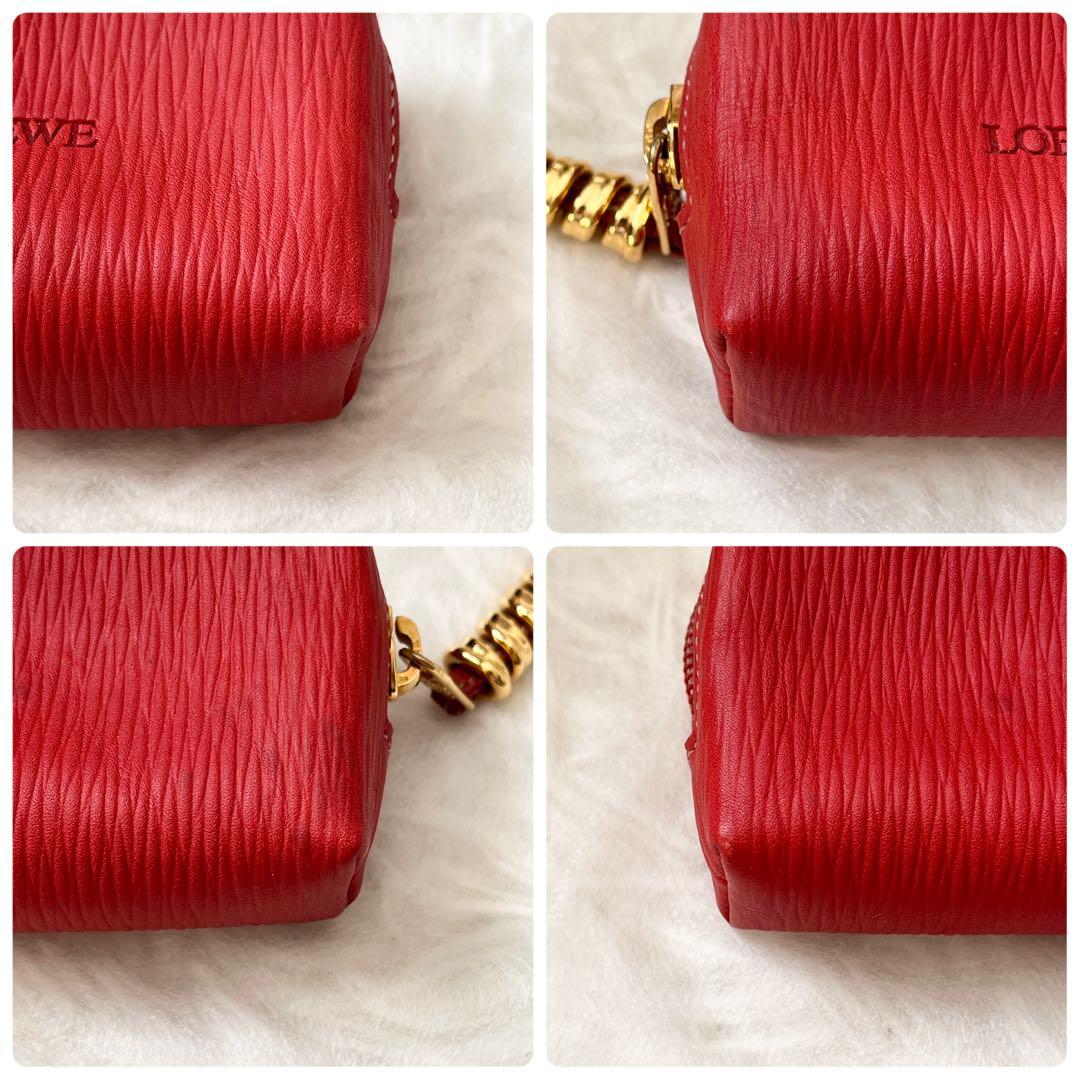 LOEWE　ロエベ　ベラスケス　ケース　ロゴ型押し　レザー　赤　レッド