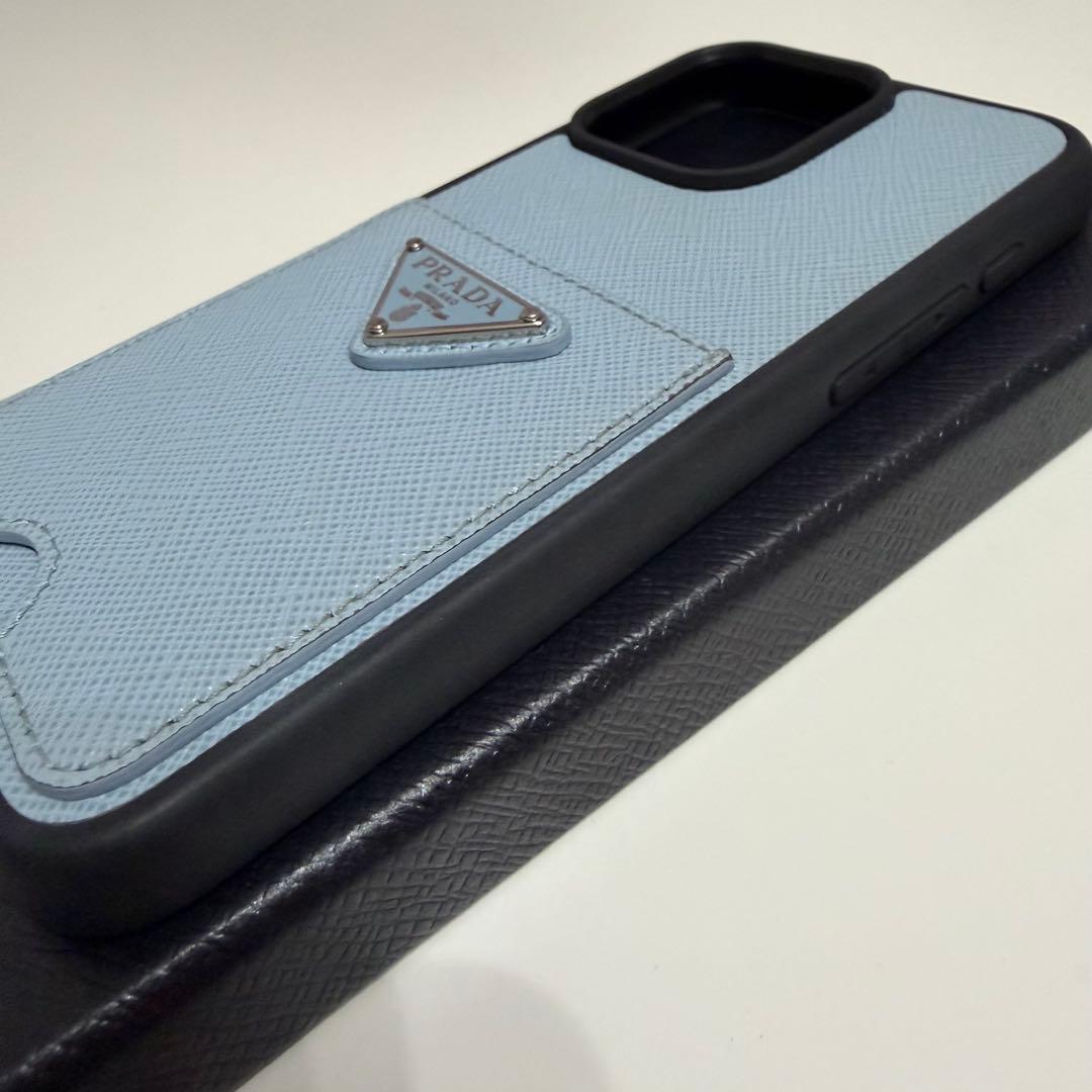 PRADA プラダ　iPhone15 pro max ケース　ブルー