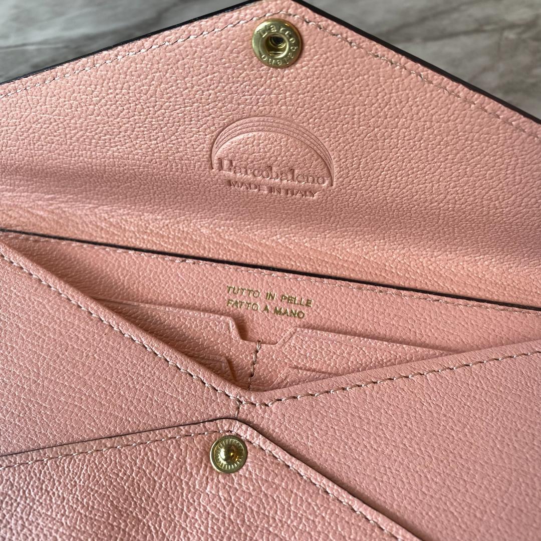 【新品 定価3.7万円】ラルコバレーノ 長財布 薄マチ レザー ピンク　2453