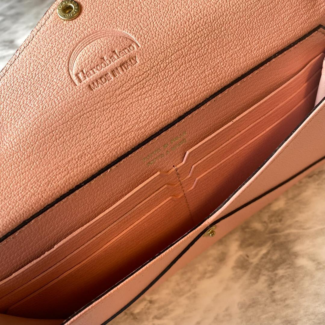 【新品 定価3.7万円】ラルコバレーノ 長財布 薄マチ レザー ピンク　2453