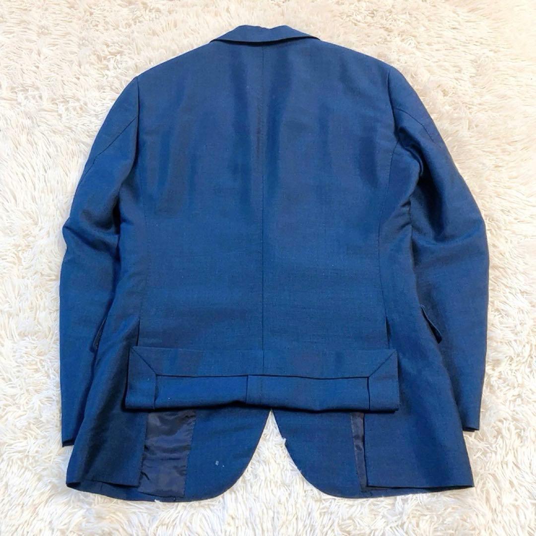 【英国製生地・美品】TOMORROWLAND　スーツ　ブルー　48　モヘヤ　春夏