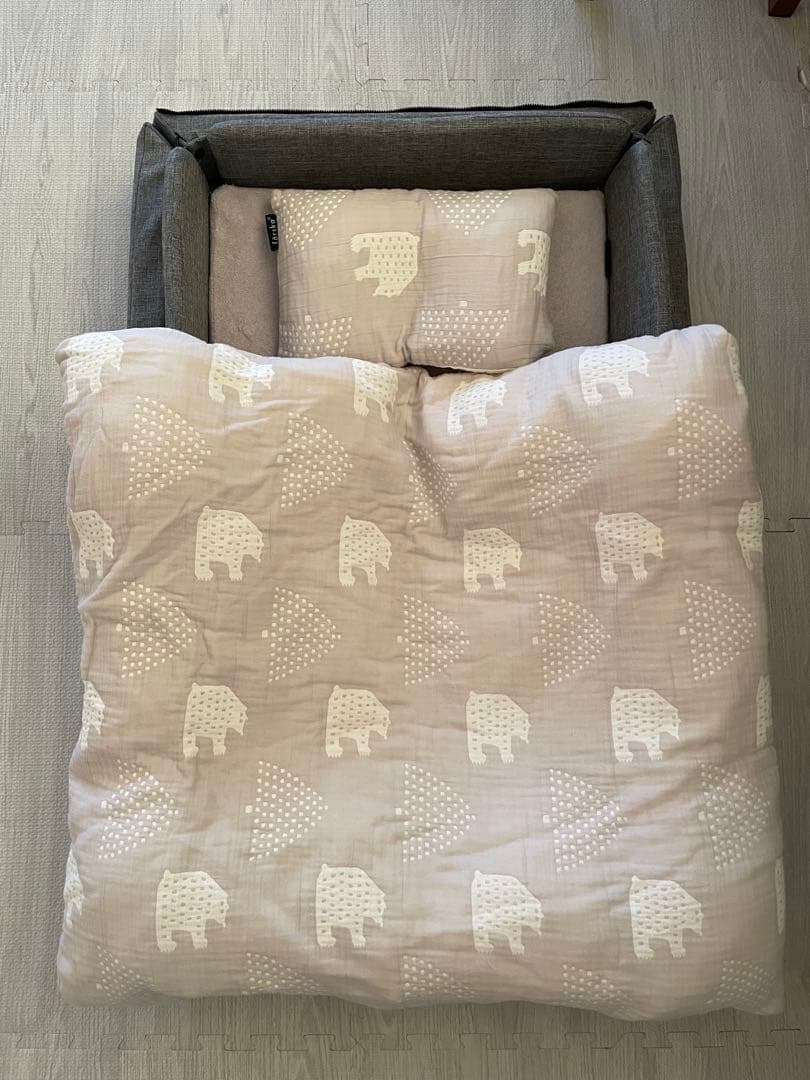 ファルスカ コンパクトベッドFree メランジグレー+ドーナツ枕等セット