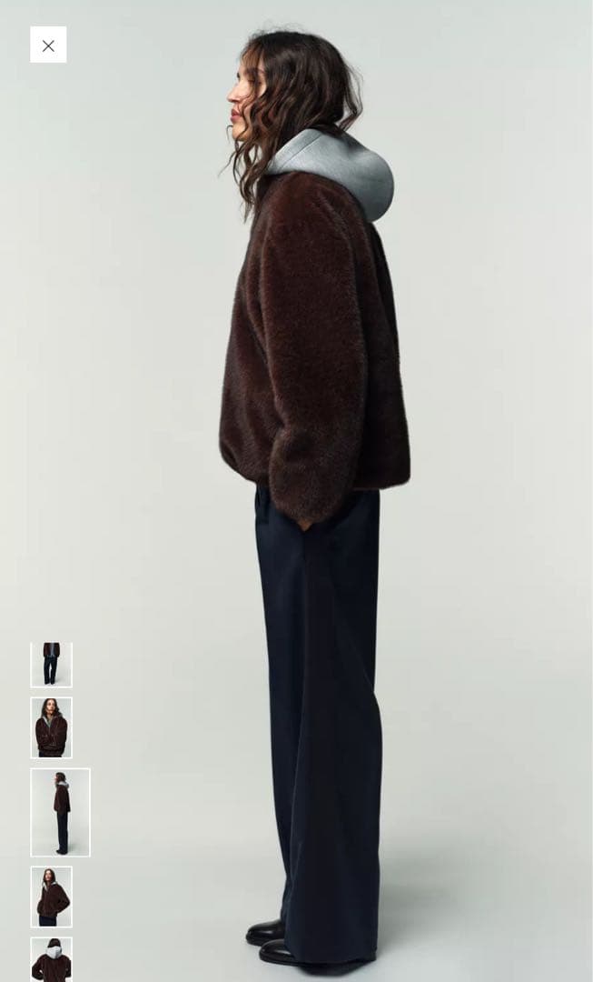 ZARA コントラストフェイクファー ボンバージャケット