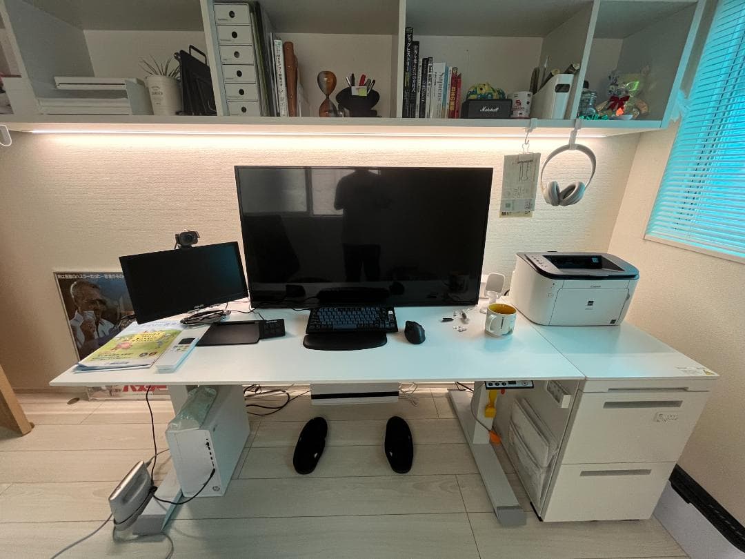 送料込！自動昇降スタンディングデスク 天板150×70cm、高さ65～130cm