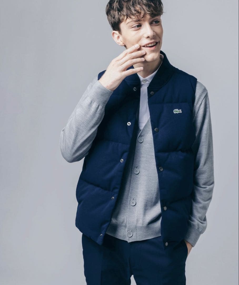 LACOSTE ネイビー ピケダウンベスト Sサイズ