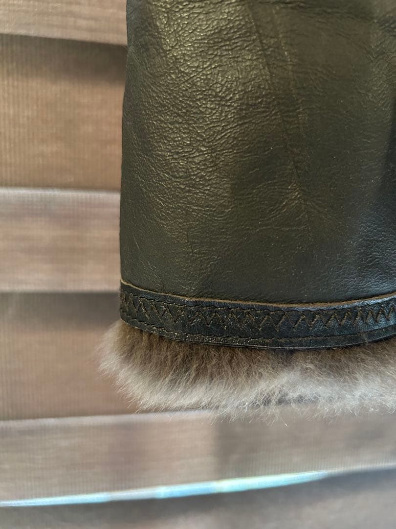 ラビット 毛皮 レザー ロングコート フォックス ファー ステッチ