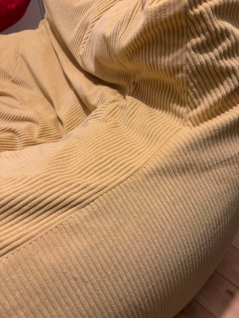 HUGME LOOSY 1人掛けビーズソファ+オットマン ソフトイエロー