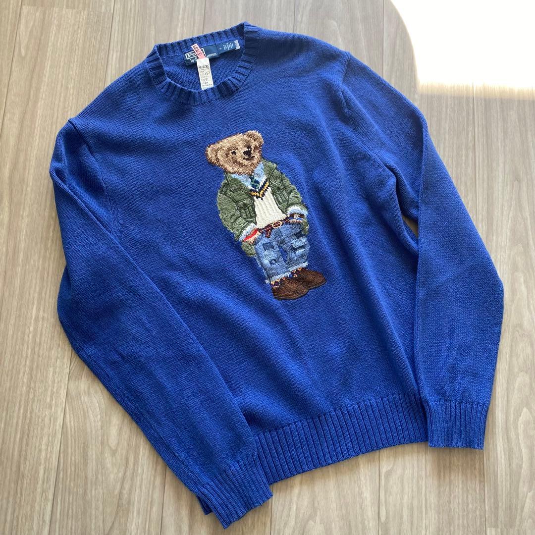 POLO ベア　ニット　メンズ　M 近年モデル　ネイビーブルー