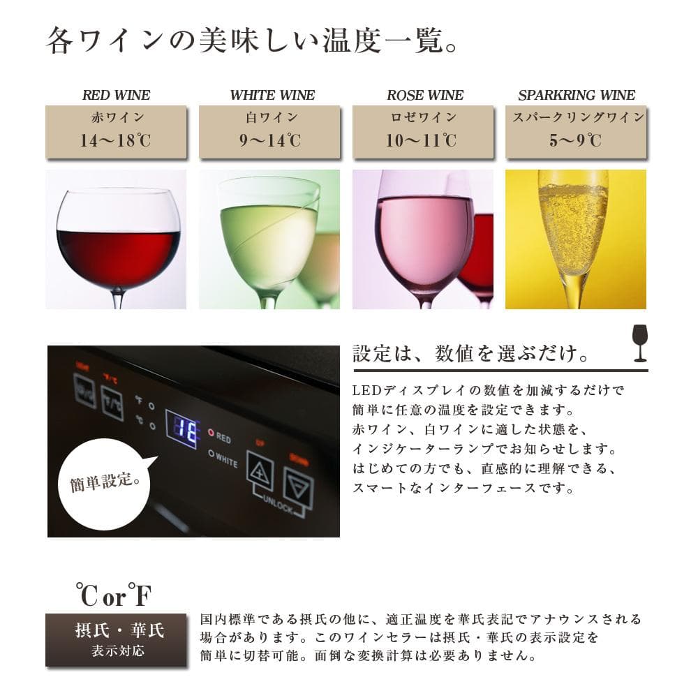 ★16本収納★ ワインセラー ペルチェ方式 エコ 温度管理表示 庫内ライト