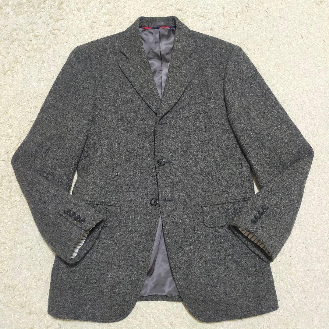 【大人ビジカジ】J.CREW×ハリスツイード・テーラードジャケット・灰・L~XL