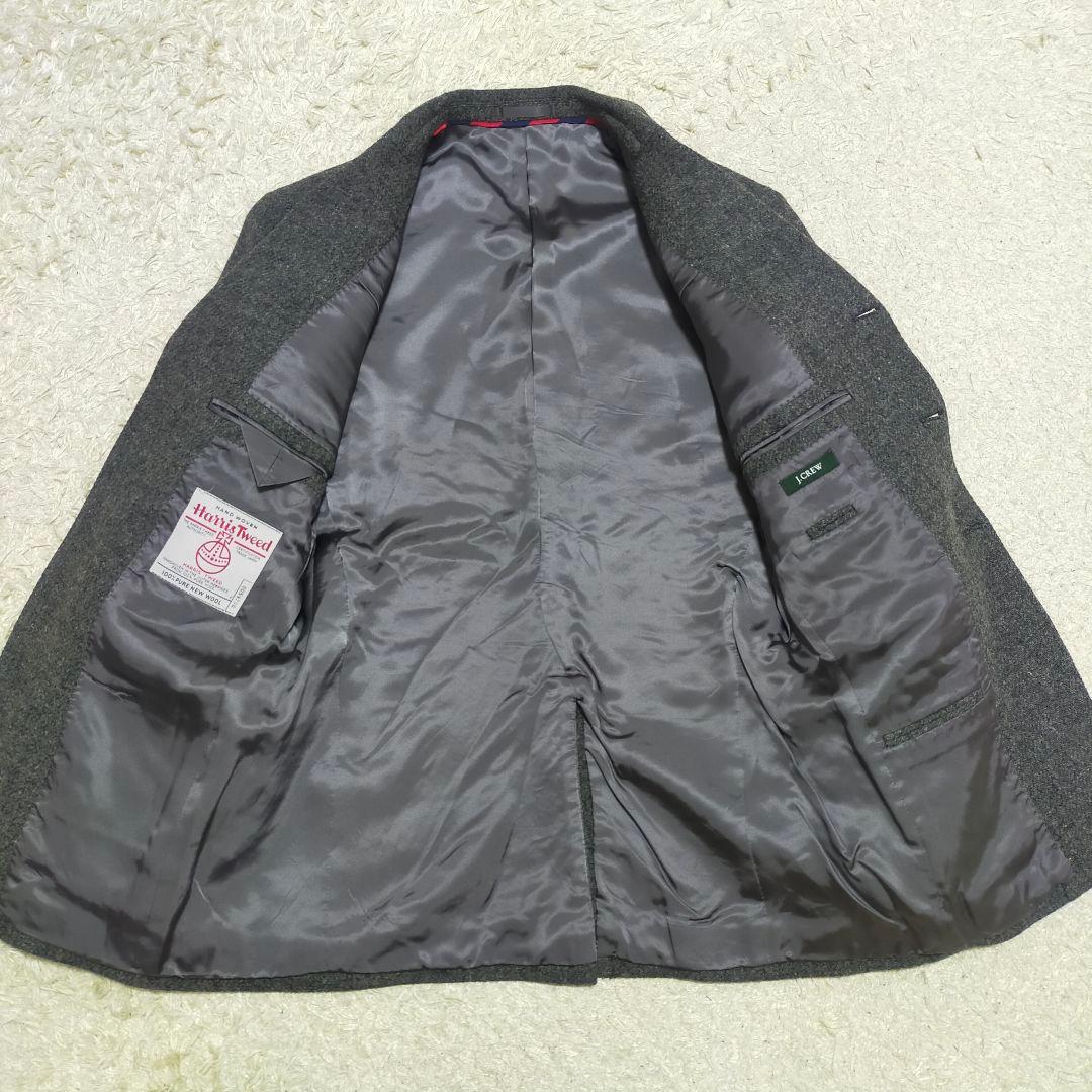 【大人ビジカジ】J.CREW×ハリスツイード・テーラードジャケット・灰・L~XL