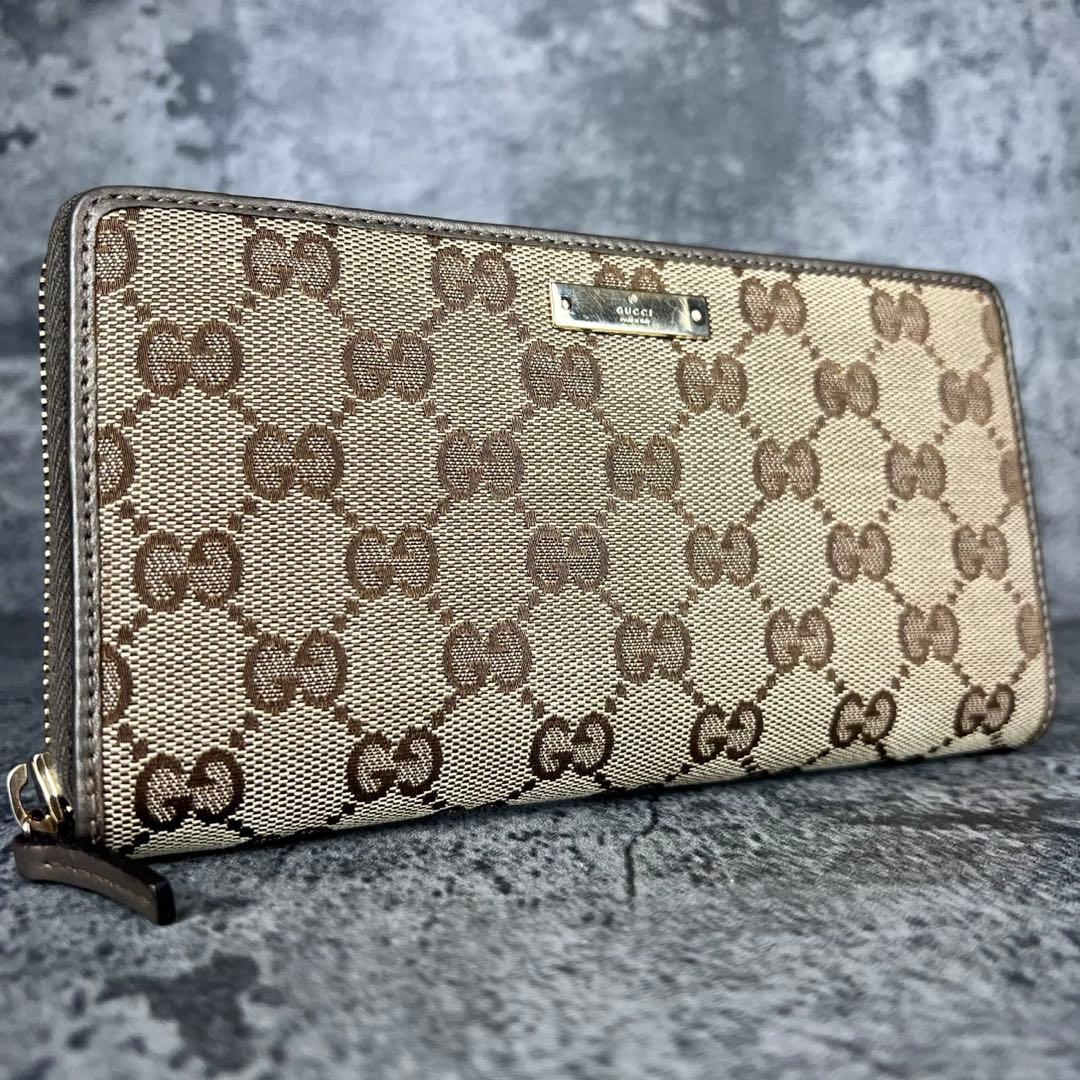 GUCCI GGキャンバス ラウンドファスナー 長財布