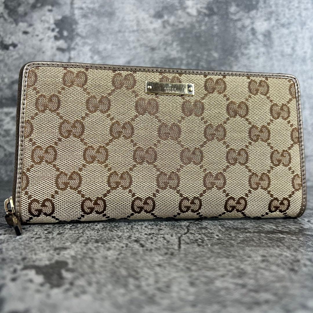 GUCCI GGキャンバス ラウンドファスナー 長財布