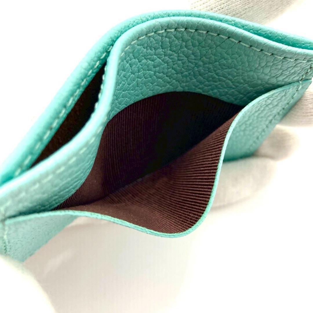 ティファニー 名刺入れ 定期入れ レザー ライトブルー 未使用 70909