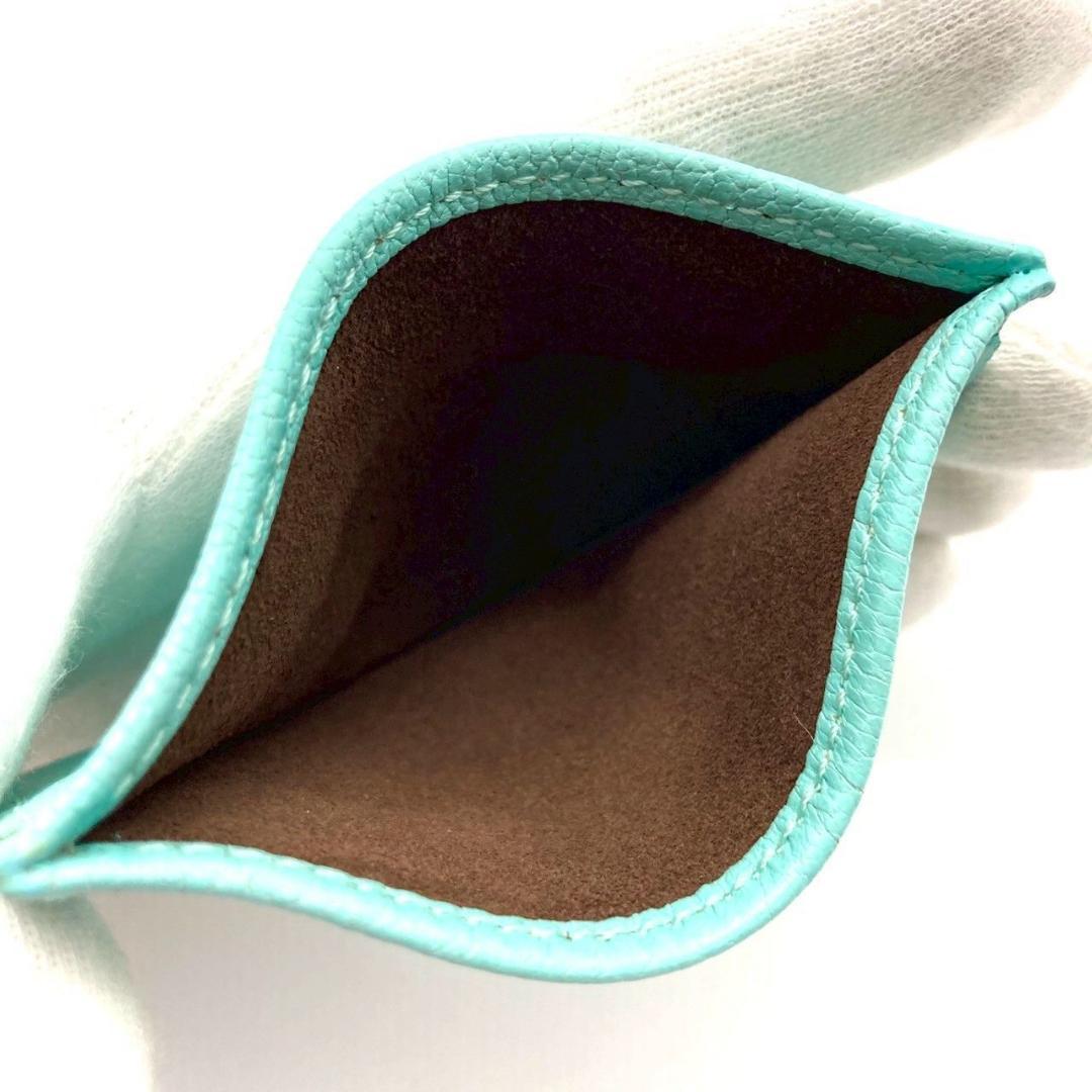 ティファニー 名刺入れ 定期入れ レザー ライトブルー 未使用 70909