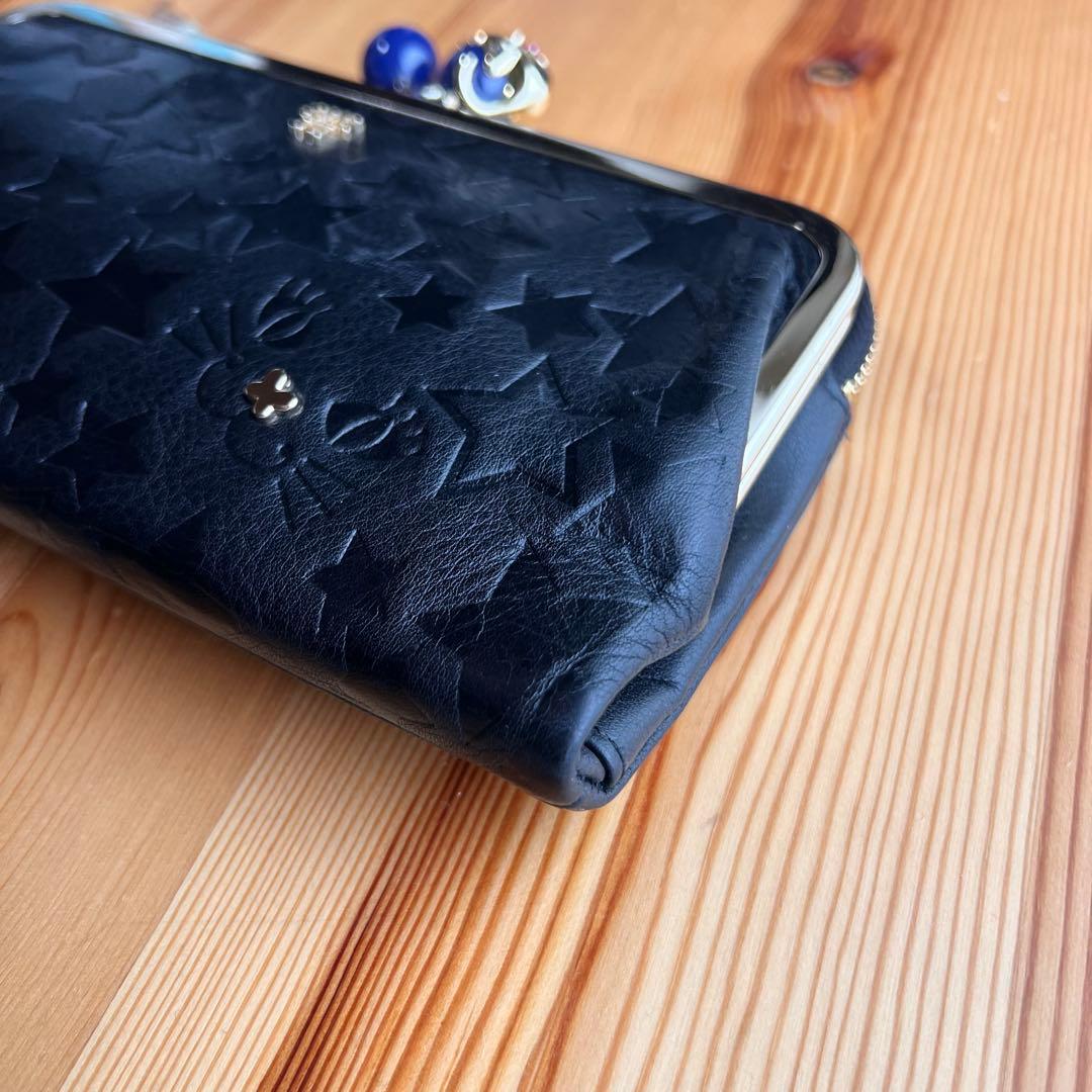 美品 ANNA SUI プレイングキャット 長財布 がま口 ブラック