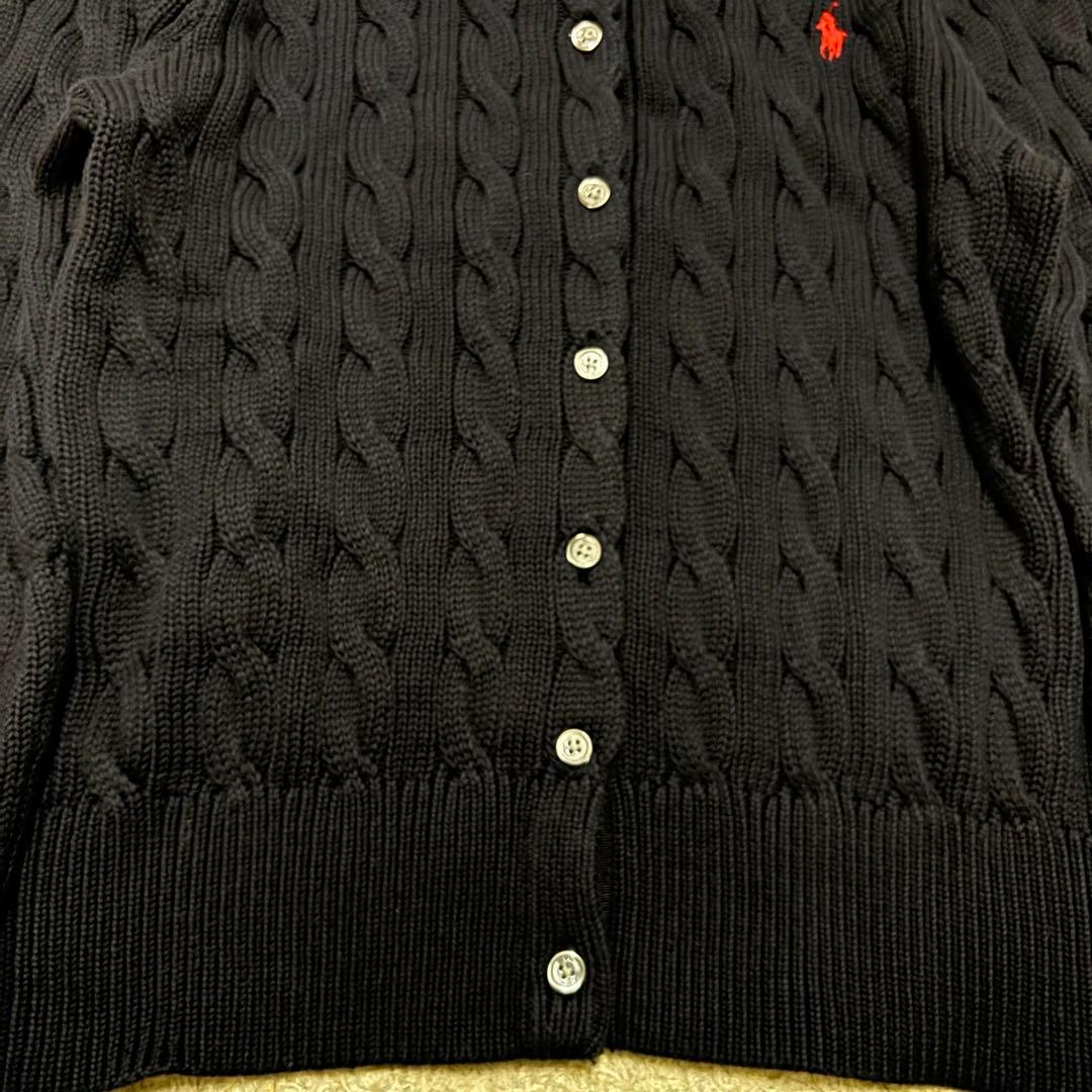 極美品　25AW ポロラルフローレン　ケーブルニットカーディガン　ホース刺繍　紺