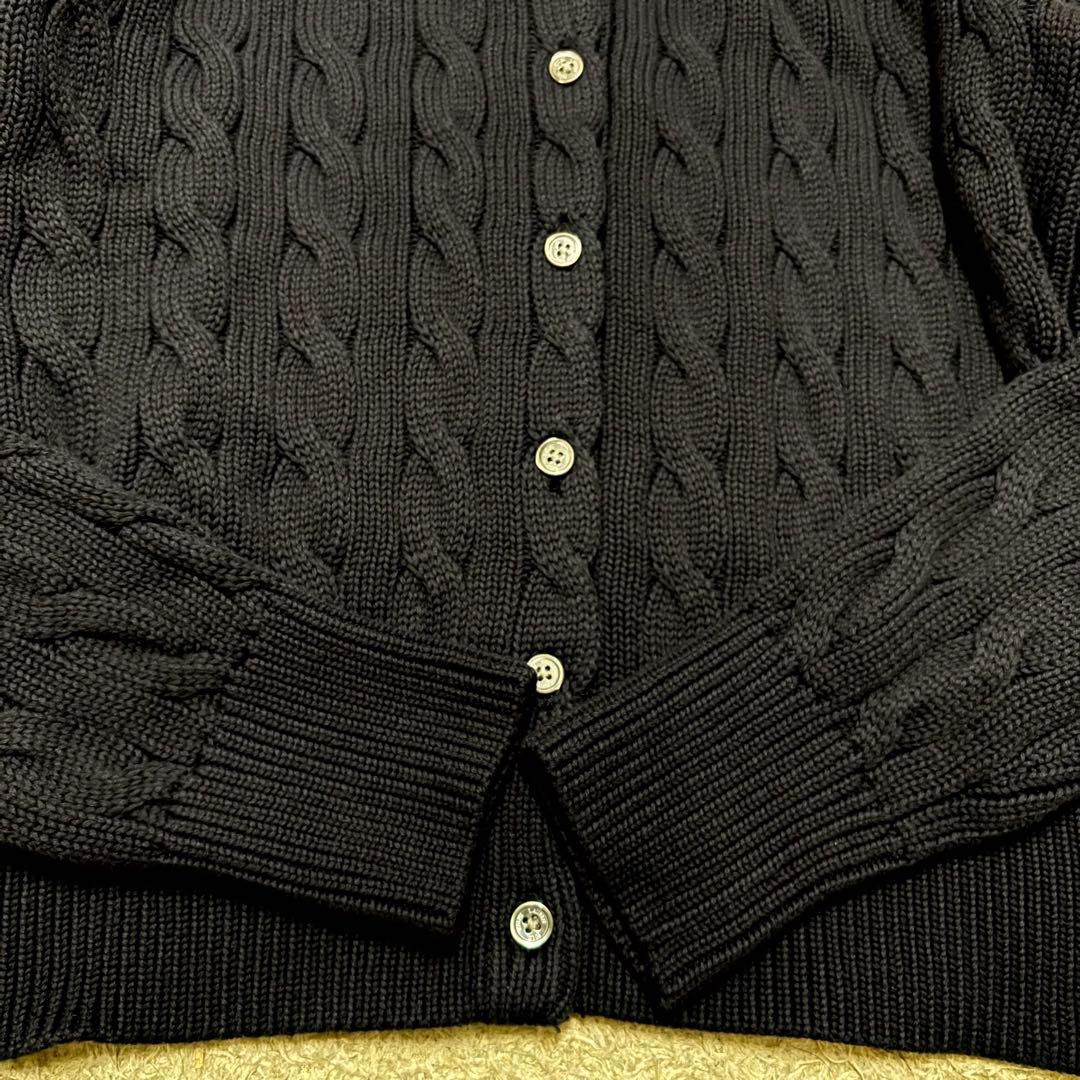 極美品　25AW ポロラルフローレン　ケーブルニットカーディガン　ホース刺繍　紺