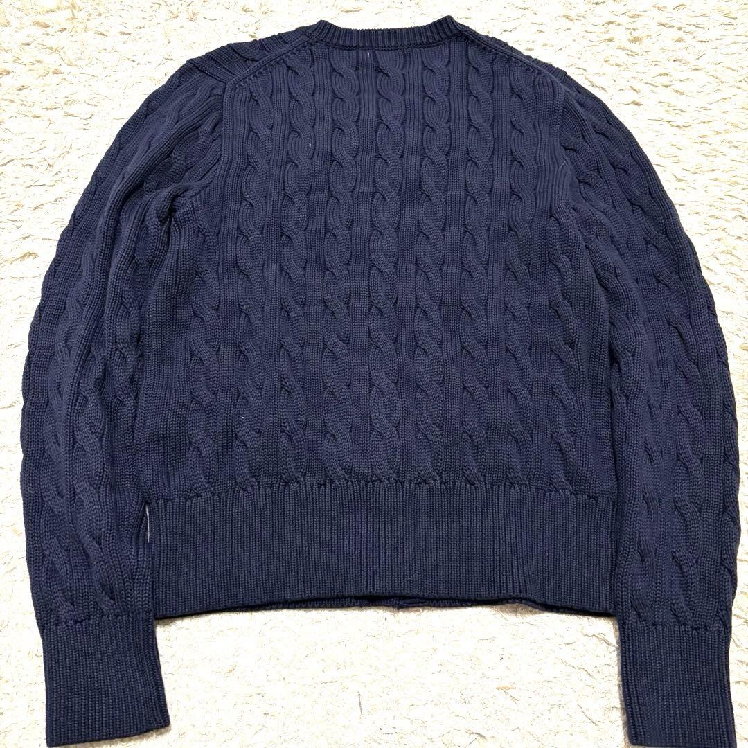 極美品　25AW ポロラルフローレン　ケーブルニットカーディガン　ホース刺繍　紺