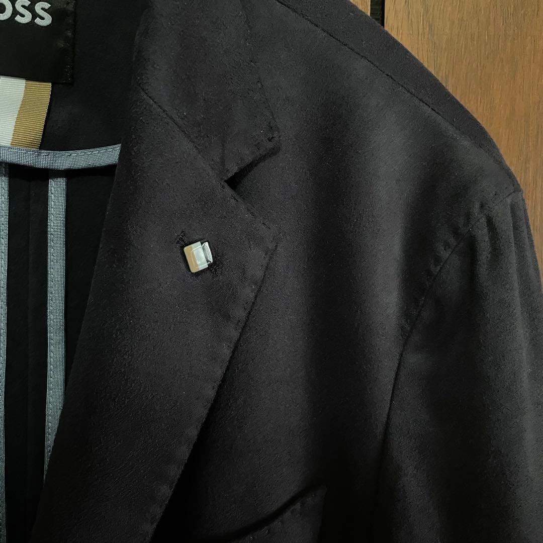現行タグ ヒューゴボス PUスエード テーラードジャケット ブートニエール