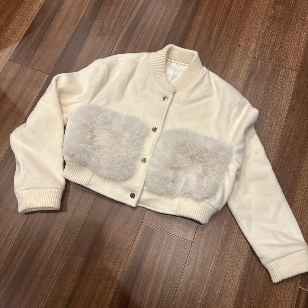 ESMOK fur pocket blouson ホワイト