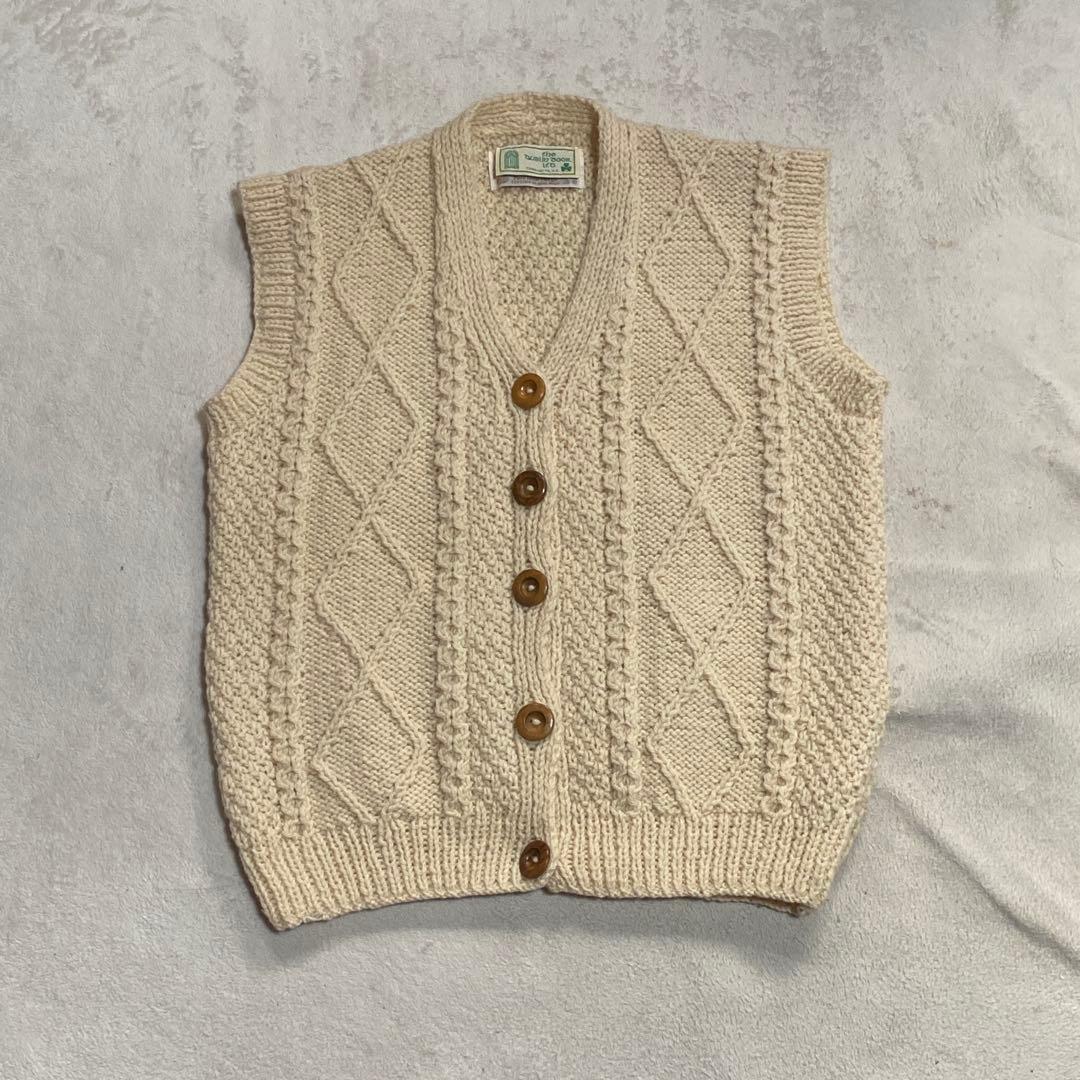 希少 インバーアラン スコットランド製 アイボリー ケウール ニットベスト