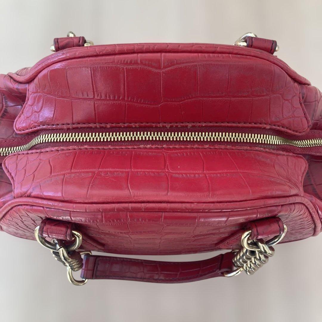 vivienne Westwoodレッド クロコダイル風 ハンドバッグ