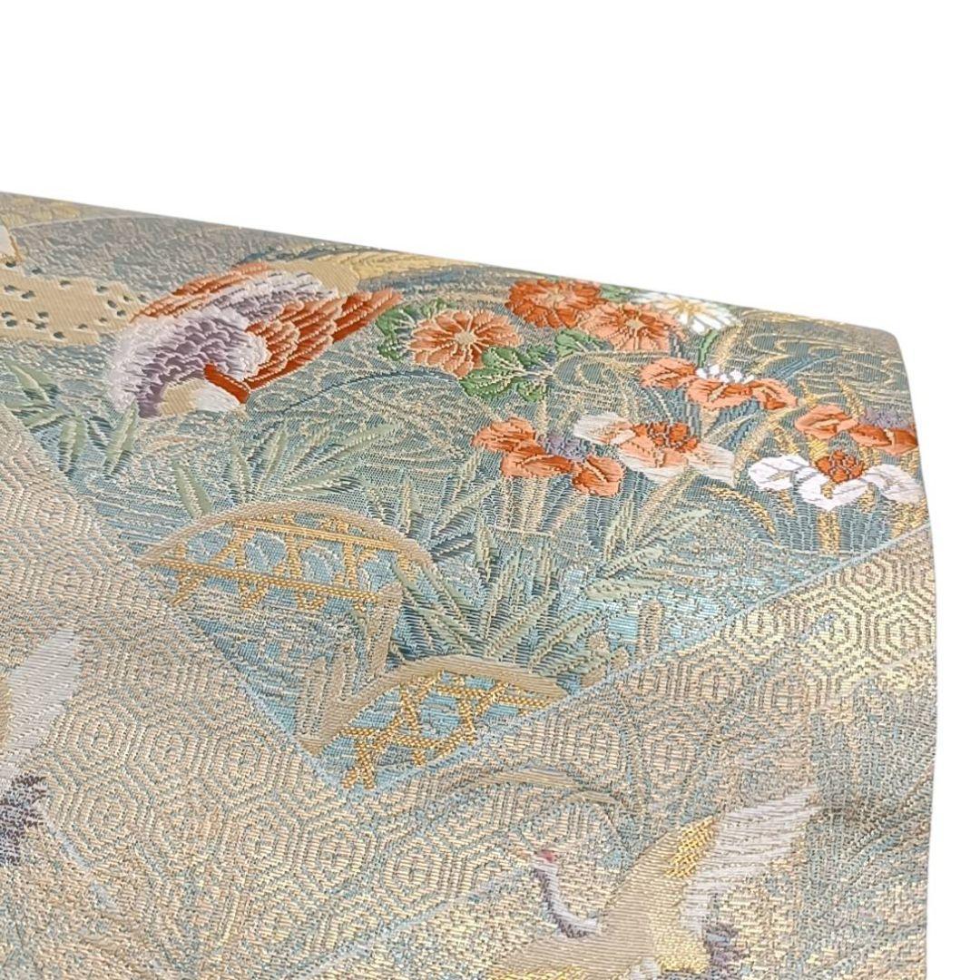 M*U様 1310 華 袋帯 鶴 吉祥 花 亀甲 お祝い 金