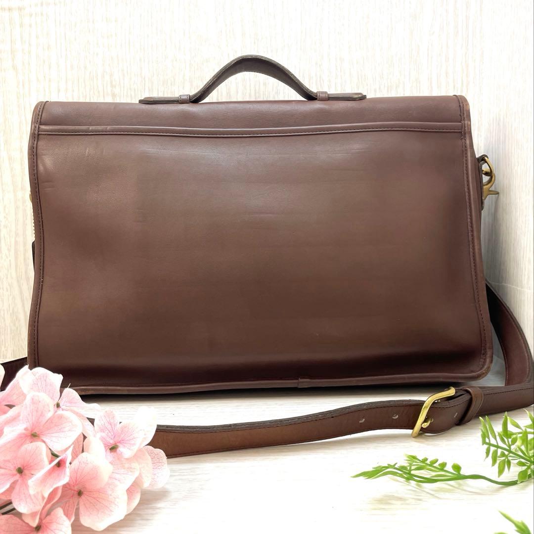 COACH コーチ ブラウンレザー ビジネスバッグ